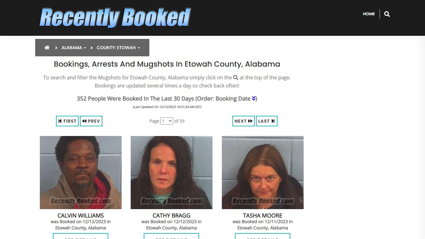 Bookings, Arrests and Mugshots in Etowah County, Alabama - Recently Booked